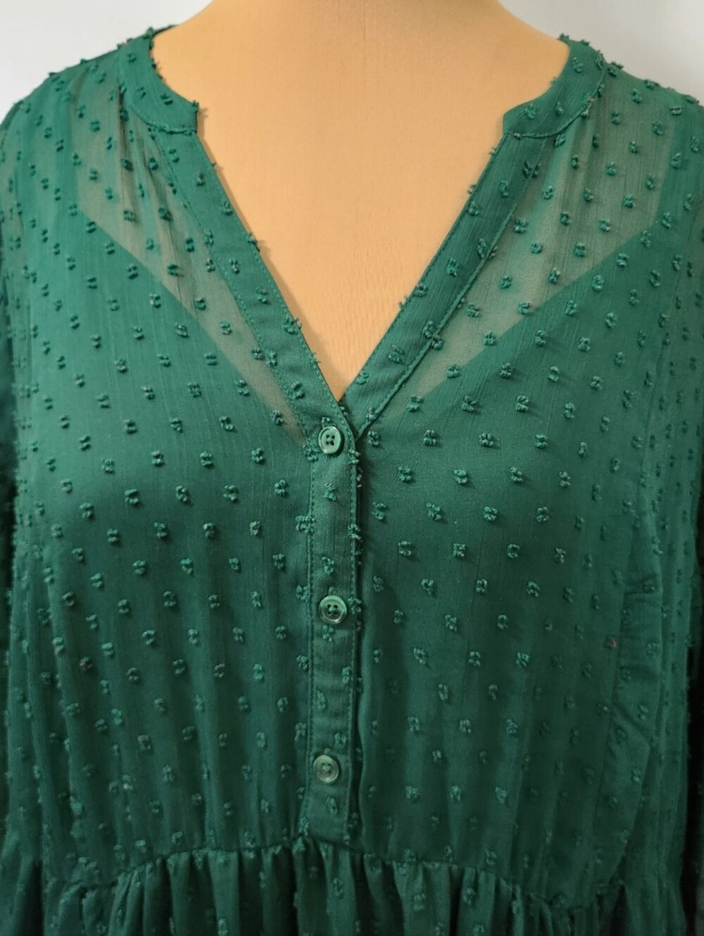 TORRID Green Clip Dot Tiered Midi Dress - Size 4X - Picture 4 of 14